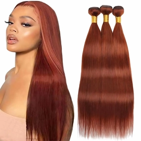 Reddish Brown Straight Human Hair Bundles Color 33 Reddish Brown Straight Bundles 8 10 12 Inch Remy Hair Unprocessed Brazilian Virgin Copper Red Hair Extensions