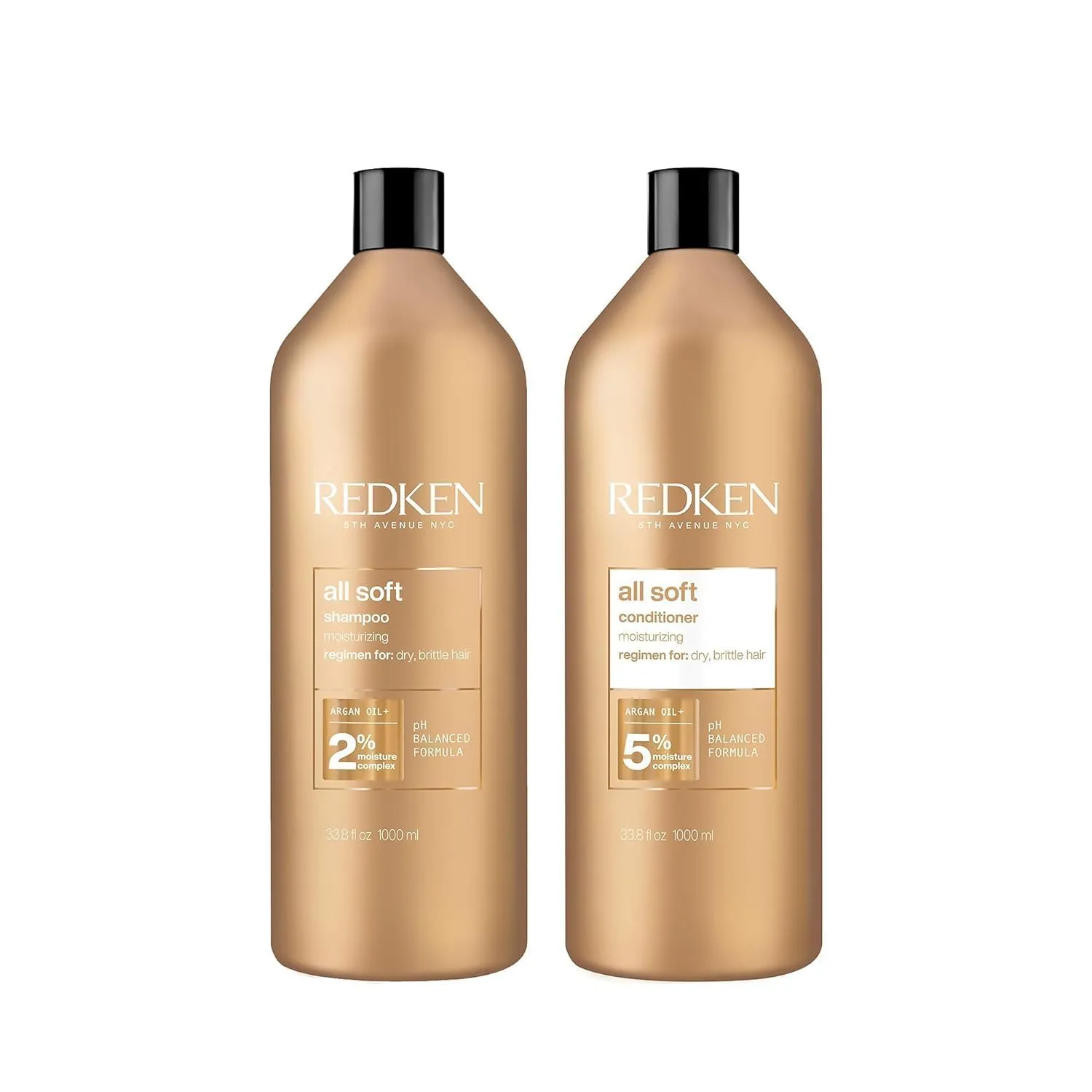 Redken All Soft Shampoo and Conditioner Set For Dry or Brittle Hair - Provides Intense Softness and Shine With Argan Oil