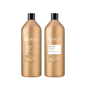 Redken All Soft Shampoo and Conditioner Set For Dry or Brittle Hair - Provides Intense Softness and Shine With Argan Oil