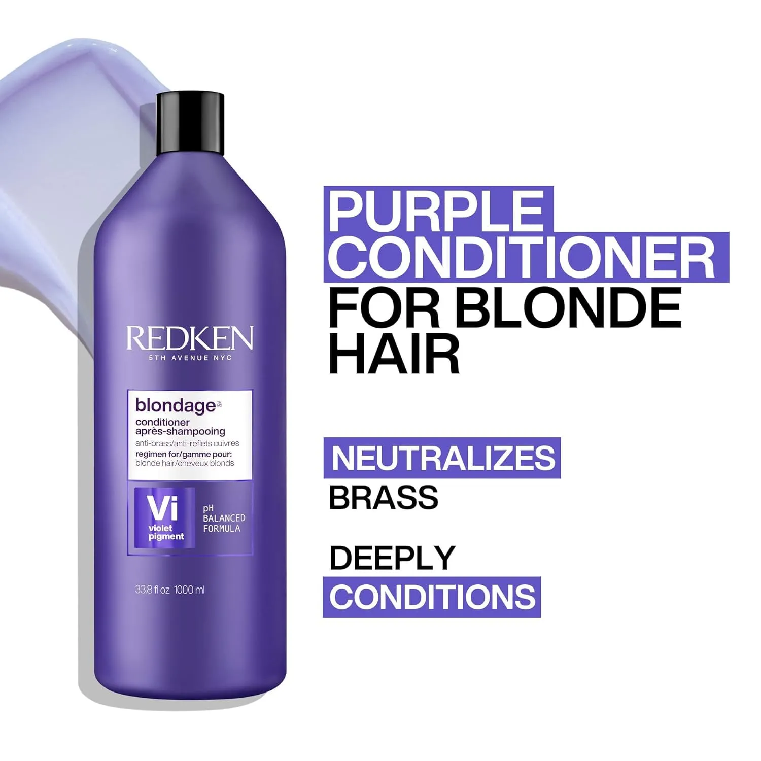Redken Blondage Color Depositing Purple Conditioner For Blonde Hair - Tones & Moisturizes Brassy Hair