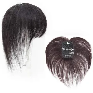 RemeeHi Human Hair Invisible Clip in Hairpiece Straight Toupee or Topper Wiglet Top Thin Hair On Mono 10 inch Reddish Brown