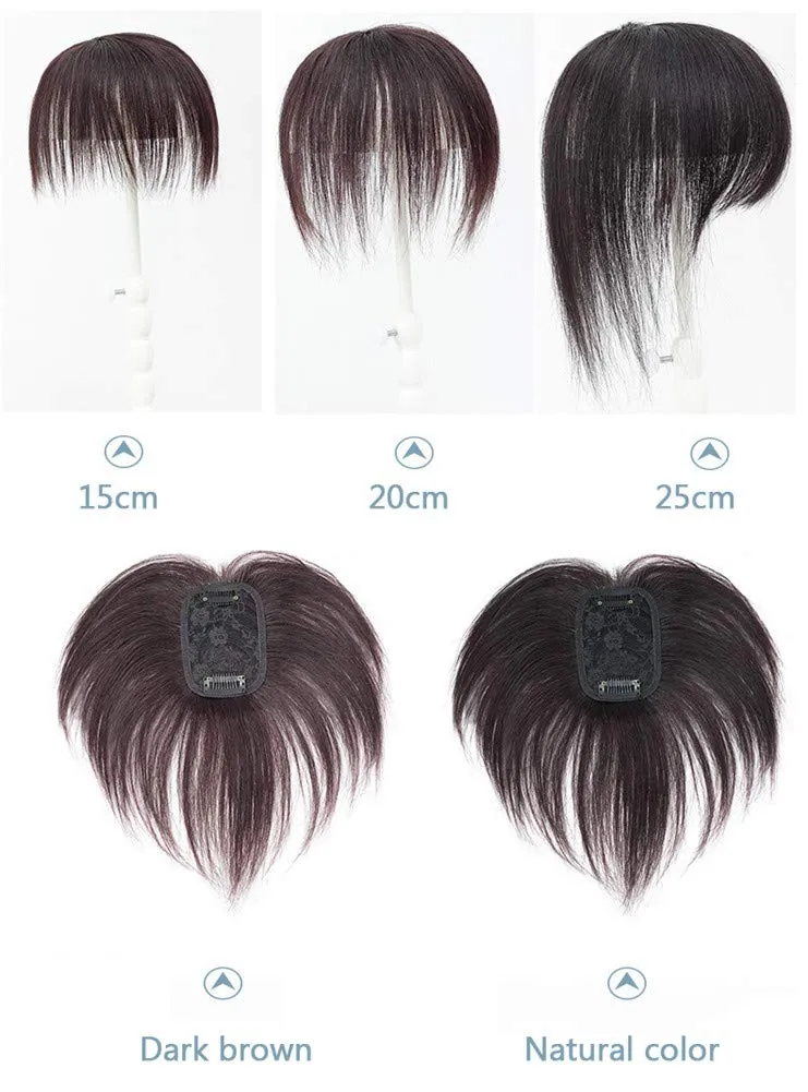 RemeeHi Human Hair Invisible Clip in Hairpiece Straight Toupee or Topper Wiglet Top Thin Hair On Mono 10 inch Reddish Brown