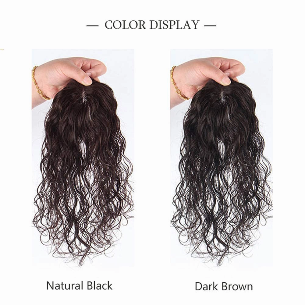 RemeeHi Remy Human Hair Curl Hairpiece Clip In Topper Hand Made Toupee Hair Topper Piece for Thinning Hair Free Part 7x10 Natural Color 30cm