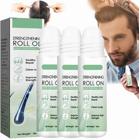 Renew Hair X Roll-On, 3Pcs, Unscented, For Hair and Beard Growth, All Hair Types, Natural Ingredients, Promotes Growth, Prevents Hair Loss, Thick Essential Oil Serum, 18ml