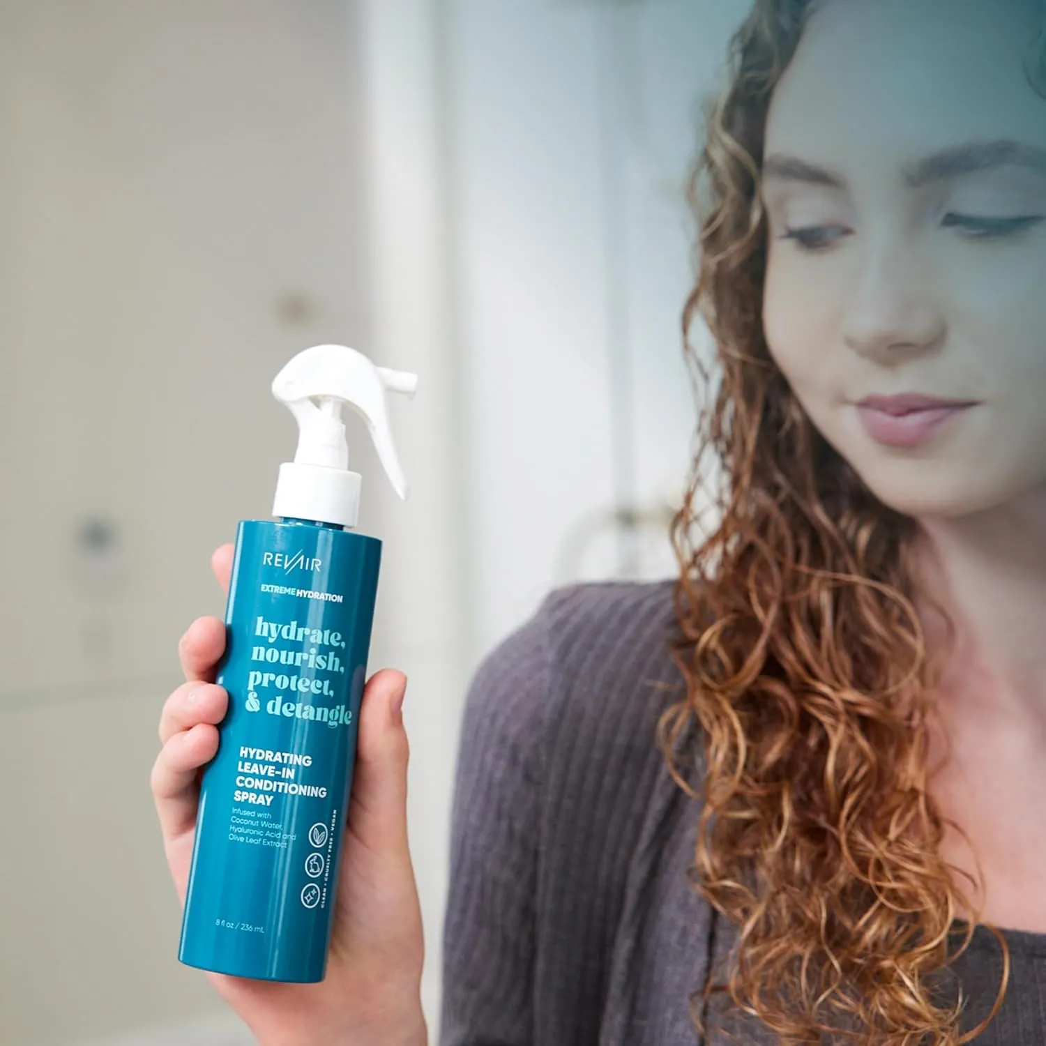 REVAIR Leave-In Conditioner Spray, Hydrating - Cruelty-Free, 8 Fl Oz (for Curly Hair, Heat Protection, Hair Detangler, Vegan Detangling Spray, Women)