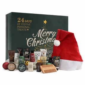 Rinse&Robust Mens Christmas Gift 2024 Advent Calendar Beard Care Grooming For Men Bath and Body Gift Set for men 24pcs Gift Set Include Beard Care Set,Shower Gel, Bubble Bath,Body Lotion,etc