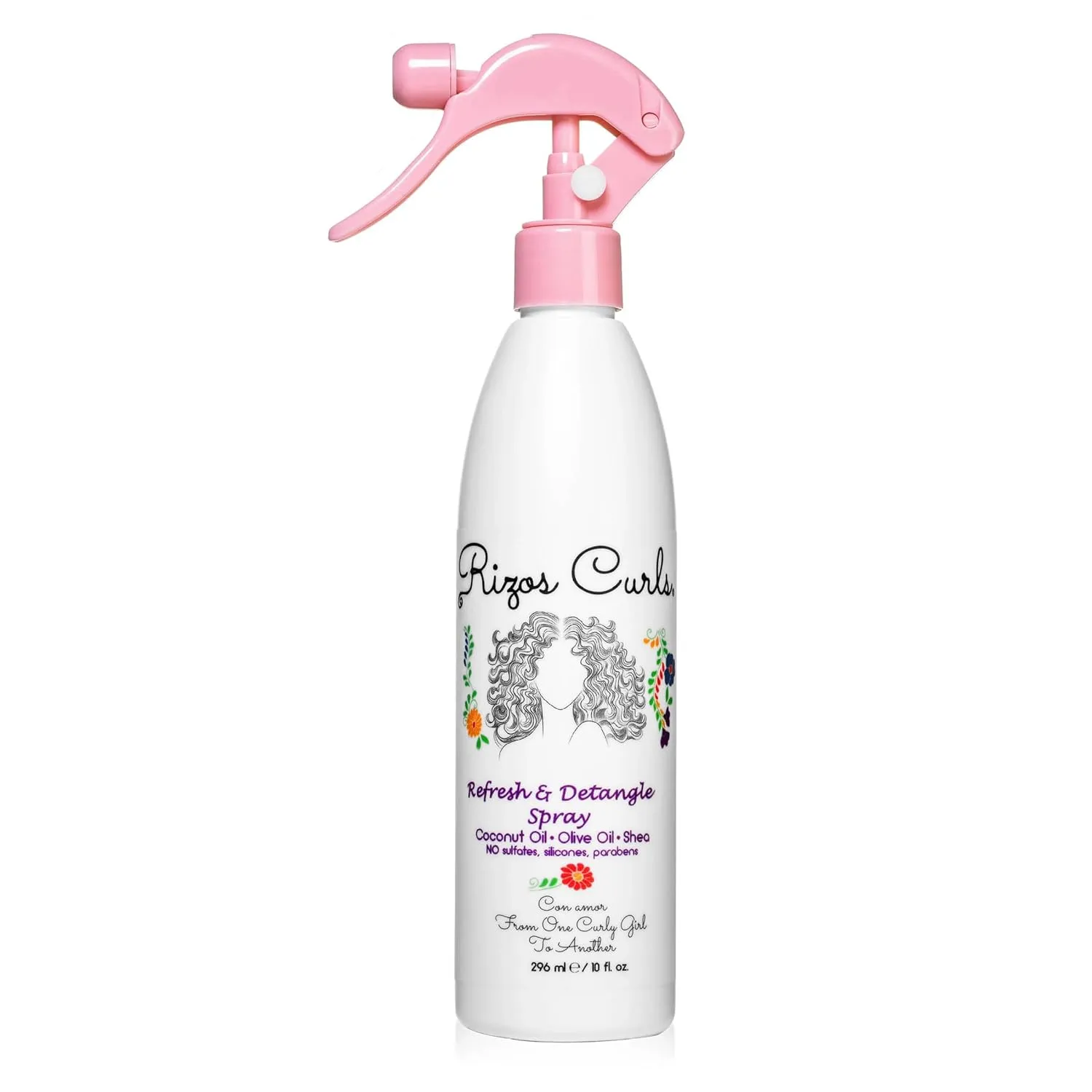 Rizos Curls Refresh & Detangle Spray Detangling & Curl Leave-In with Coconut Oil Nourishes, Hydrates & Controls Frizz for Every Curl Pattern Adds Shine, Hair Types Vegan & Cruelty-Free