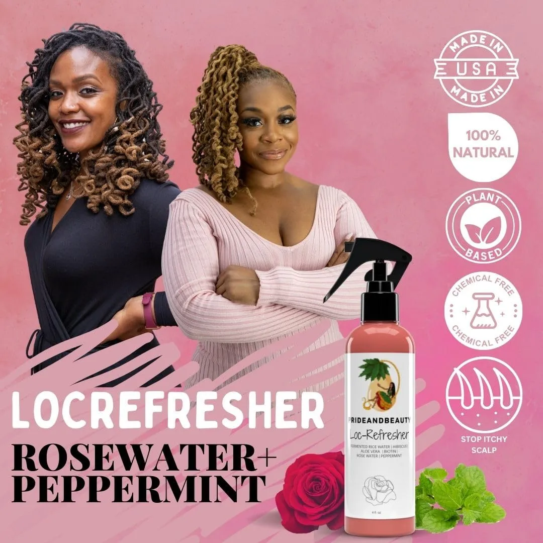 Rose Water For Locs, Daily Moisturizing Refreshing Spray, Rose Water For Hair, Rosewater and Peppermint Hair Scalp Moisturizer. (8 OUNCES)