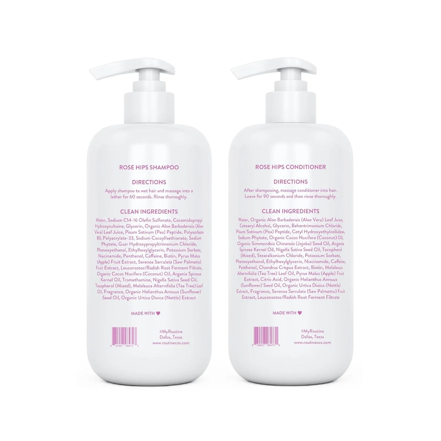 Routine Wellness Anti-Thinning Shampoo and Conditioner Set for Thinning Hair - Biotin DHT Blocker Women & Men - Color Safe Shampoo for Hair Loss & Healthier Hair - Rose Hips (Pack of 2)