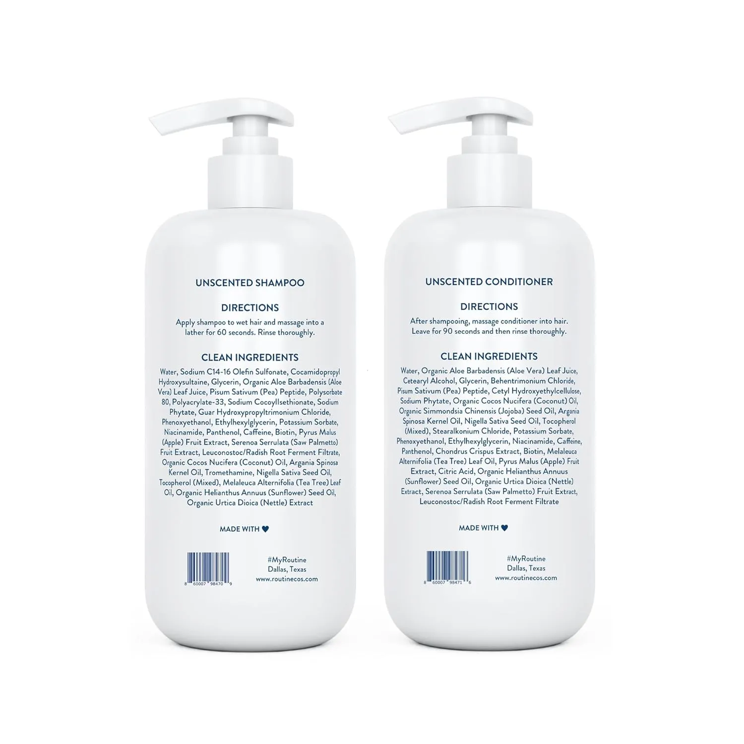 Routine Wellness Anti-Thinning Shampoo and Conditioner Set for Thinning Hair - Biotin DHT Blocker Women & Men - Color Safe Shampoo for Hair Loss & Healthier Hair - Unscented (Pack of 2)