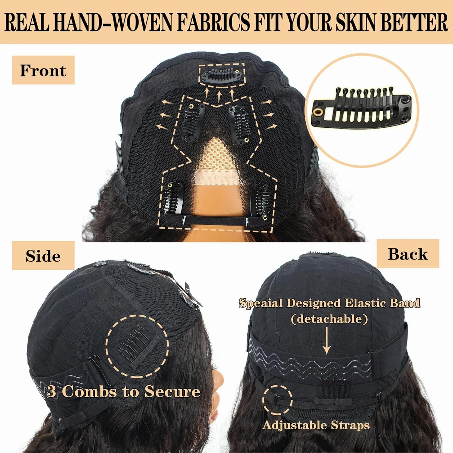 ROYAL IMPRESSION V Part Deep Wave Human Hair Wigs Upgraded U Part Human Hair Wig Minimal Leave Out No Sew in No Glue 180% Density V Shape Clip in Half Wig Beginner Friendly (20 Inch)