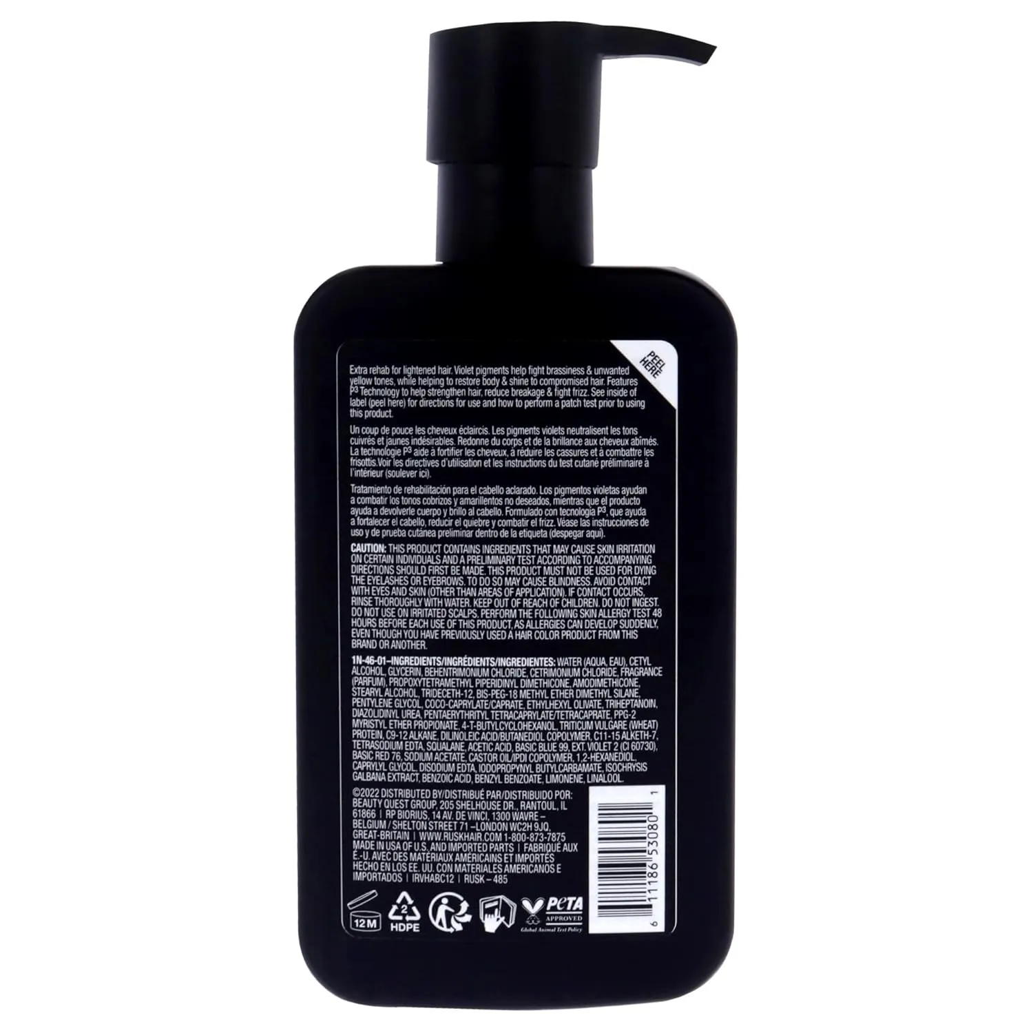 RUSK VHAB Color Care Weightless Conditioner, Reduce Breakage, Fight Frizz, and Brightens Blonde, 12 oz