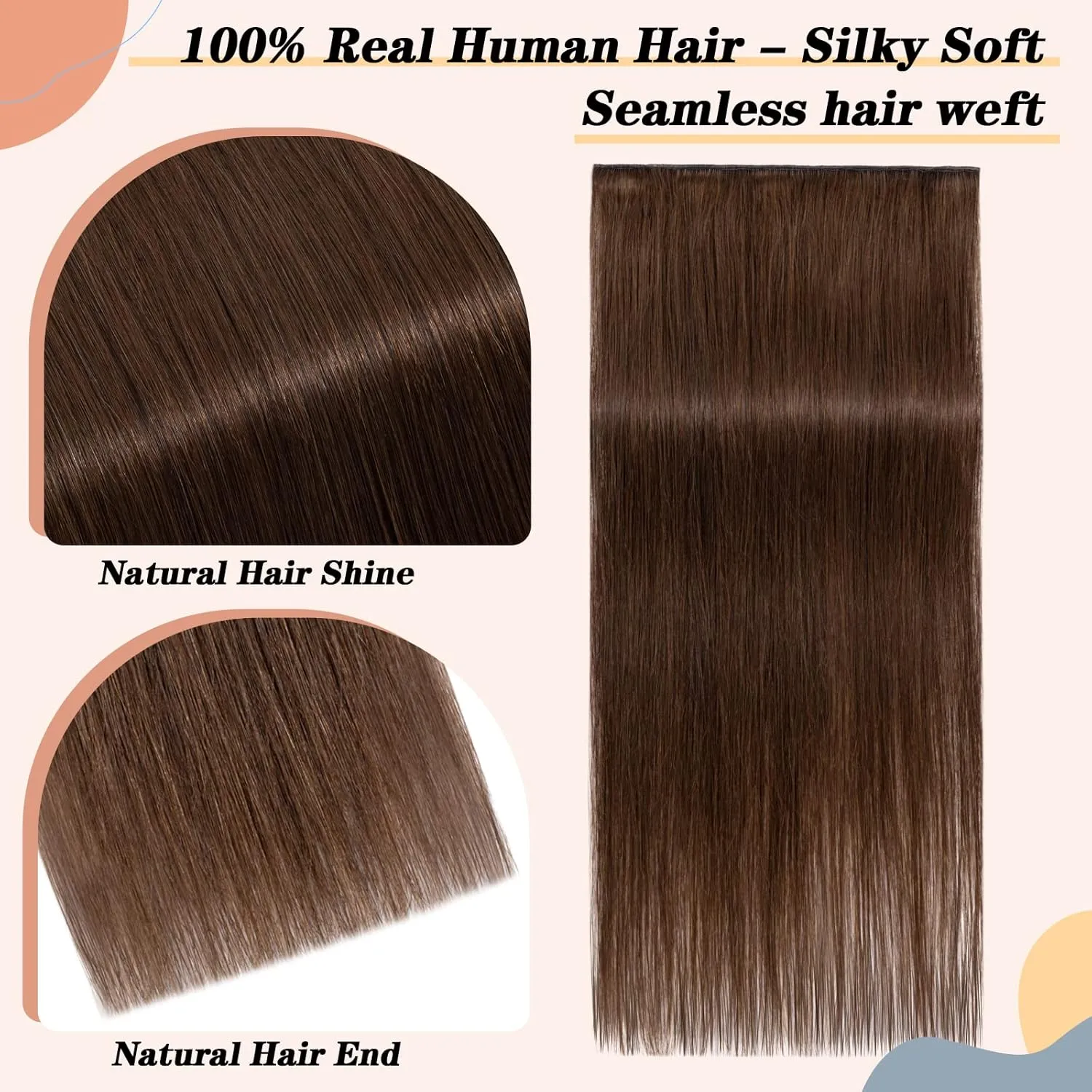 S-noilite Clip in Hair Extensions - Full Head Human Hair Clip in Extensions 100% Remy Straight 12 Inch/40g (#04 Medium Brown)