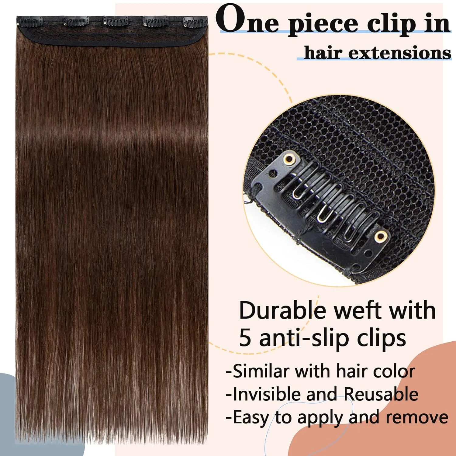 S-noilite Clip in Hair Extensions - Full Head Human Hair Clip in Extensions 100% Remy Straight 12 Inch/40g (#04 Medium Brown)