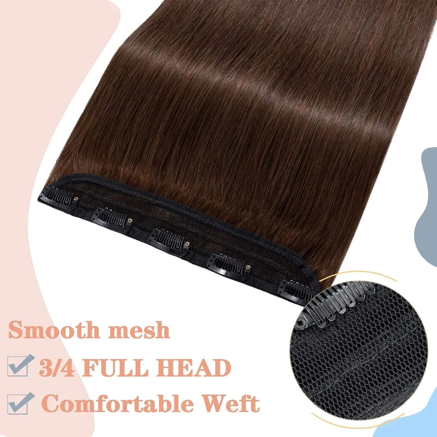 S-noilite Clip in Hair Extensions - Full Head Human Hair Clip in Extensions 100% Remy Straight 12 Inch/40g (#04 Medium Brown)