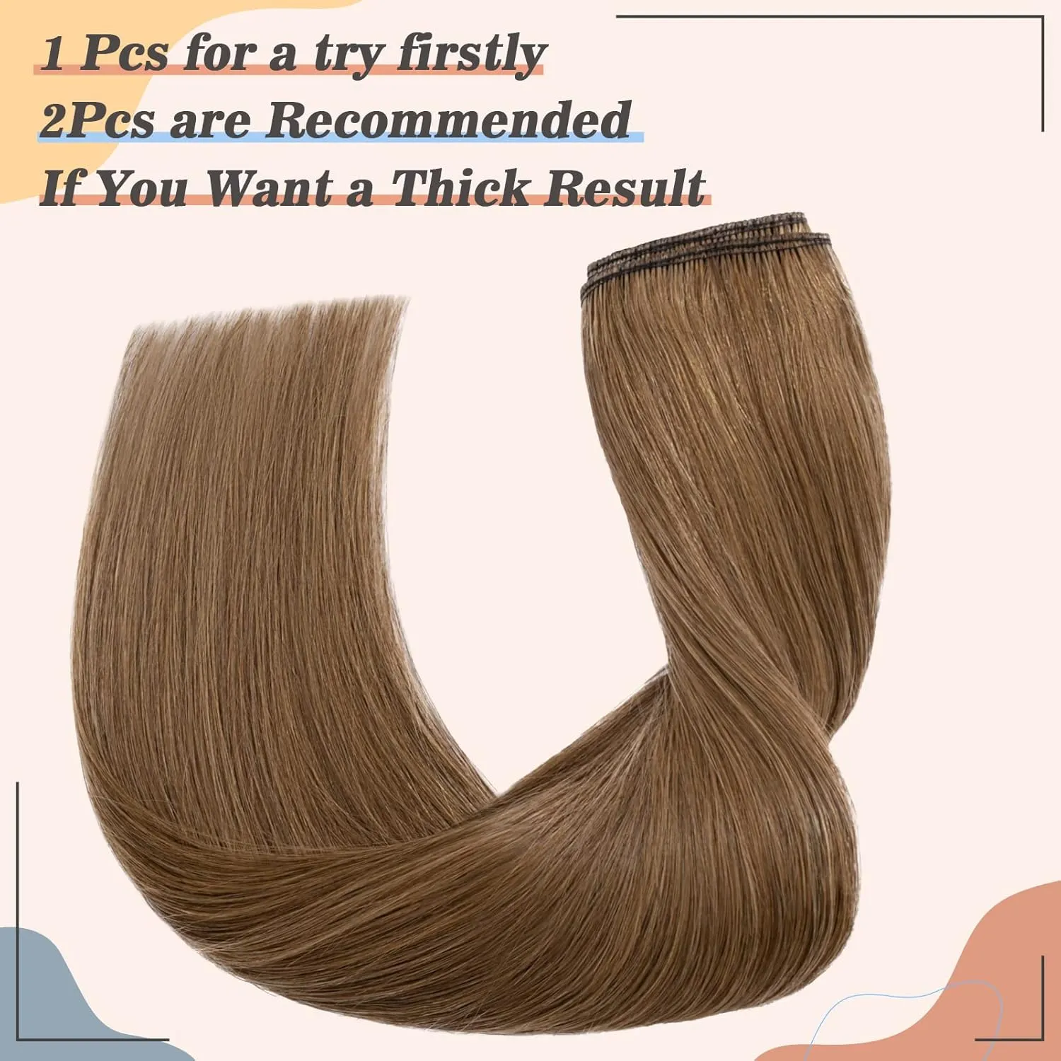 S-noilite One Piece Clip in Hair Extensions Human Hair Clip in Human Hair One Piece/5 Clips/3/4 Full Head Standard Weft Clip in Extensions 100% Remy Human Hair Straight #Light Brown 16"-45g