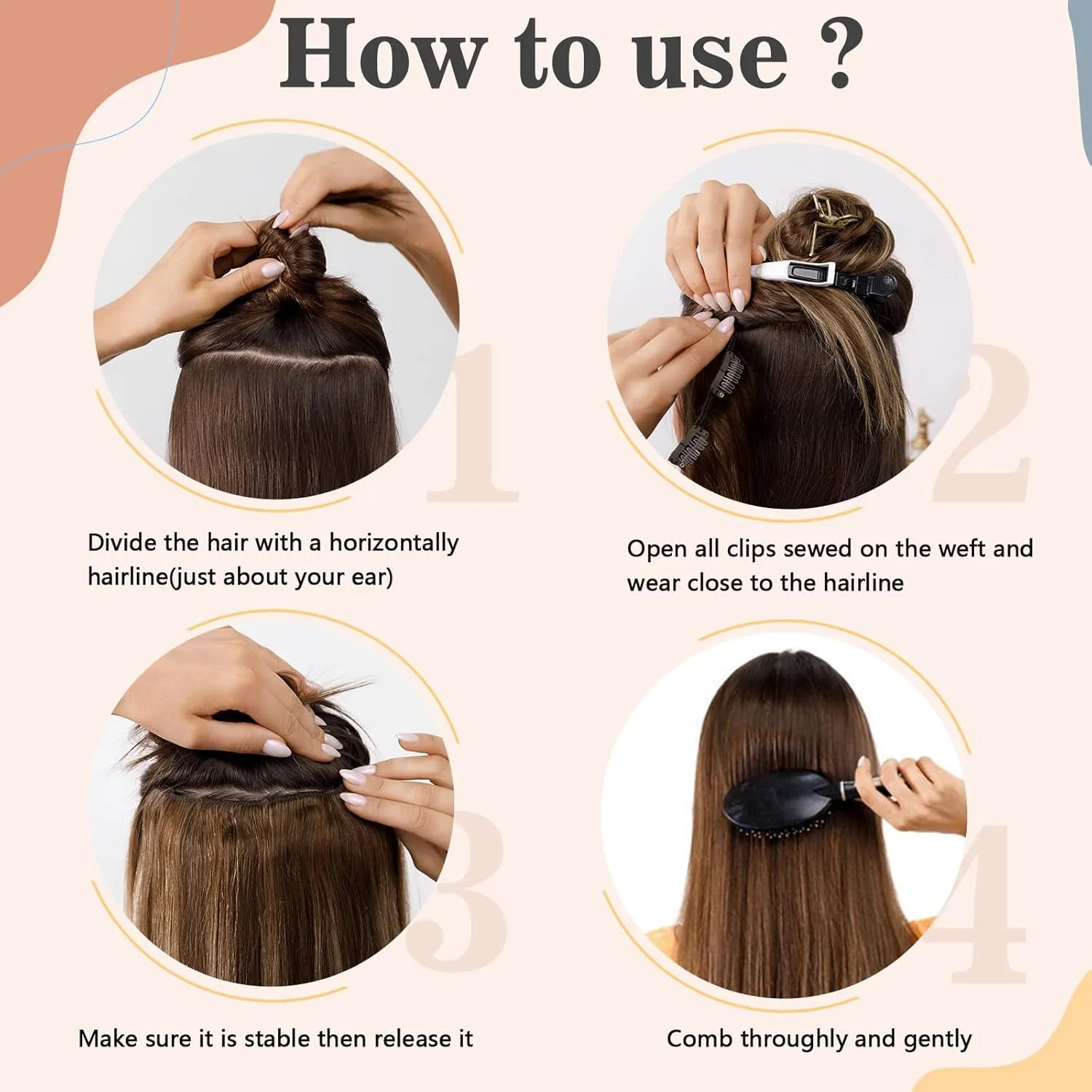 S-noilite One Piece Clip in Hair Extensions Human Hair Clip in Human Hair One Piece/5 Clips/3/4 Full Head Standard Weft Clip in Extensions 100% Remy Human Hair Straight #Light Brown 16"-45g