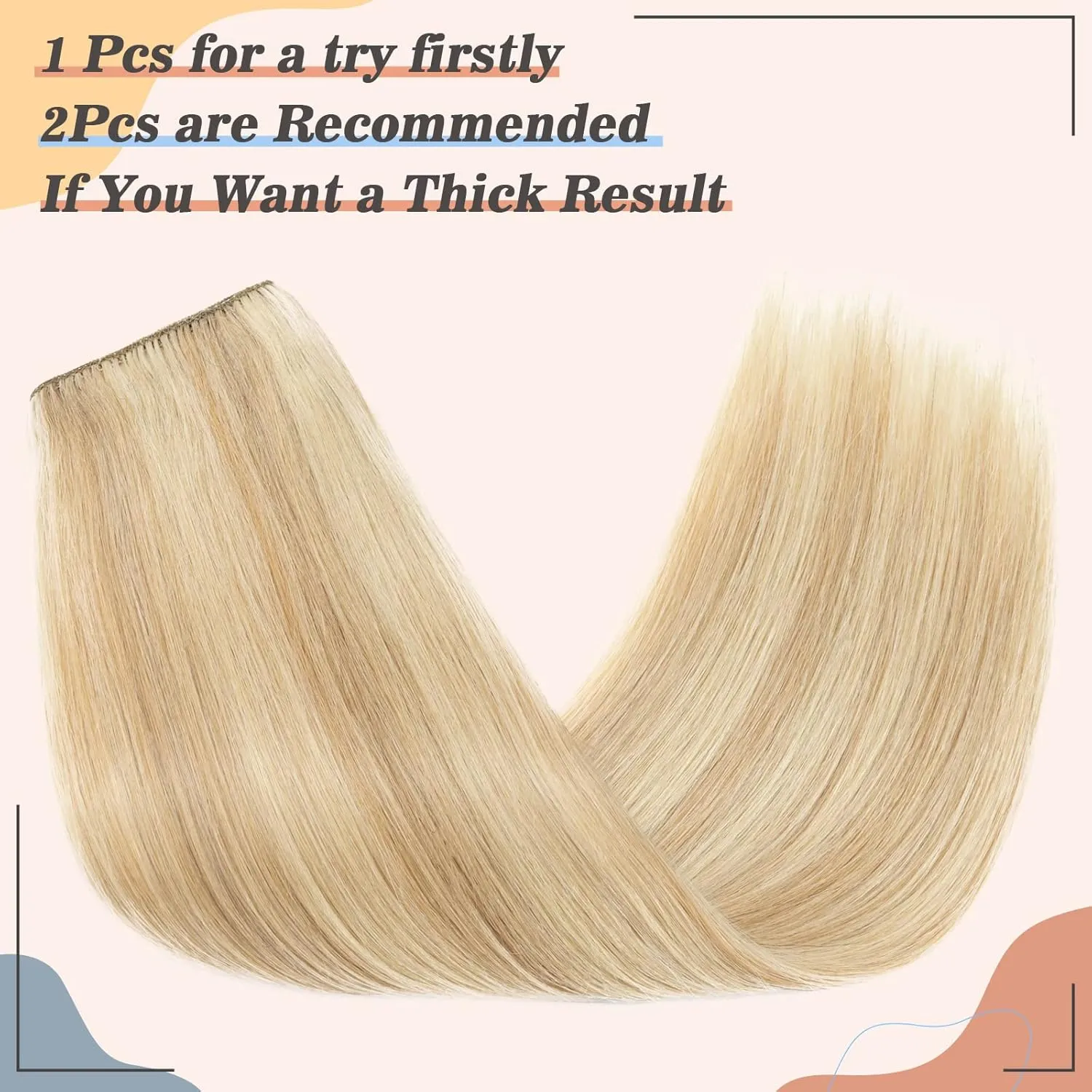 S-noilite One Piece Clip in Hair Extensions Real Human Hair Balayage One Piece/5 Clips 3/4 Full Head One Piece Human Hair Extensions 12 Inch/40g (#18/613 Ash Blonde/Bleach Blonde)