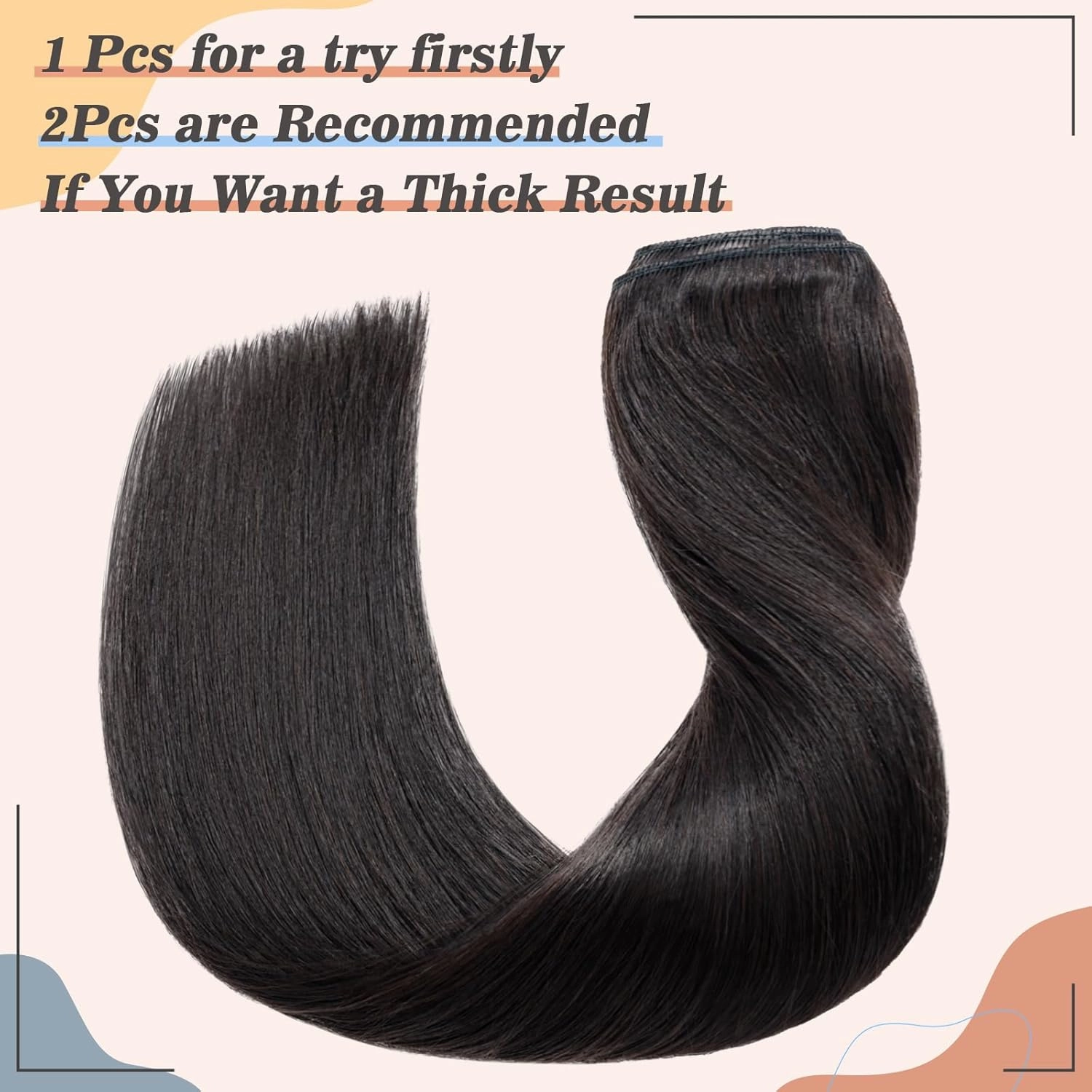 S-noilite Clip-in Hair Extensions - Human Hair Full Head Weft - 100% Remy Straight 10 Inch - #1B Natural Black