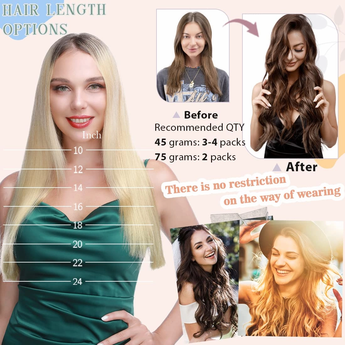 S-noilite Clip-in Hair Extensions - Human Hair Full Head Weft - 100% Remy Straight 10 Inch - #1B Natural Black