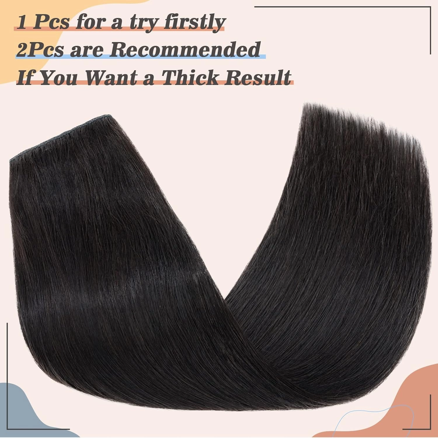 S-noilite Clip in Hair Extensions - Human Hair One Piece/5 Clips/3/4 Full Head Standard Weft Extensions - 100% Remy Straight 12 Inch/40g (#1B Natural Black)