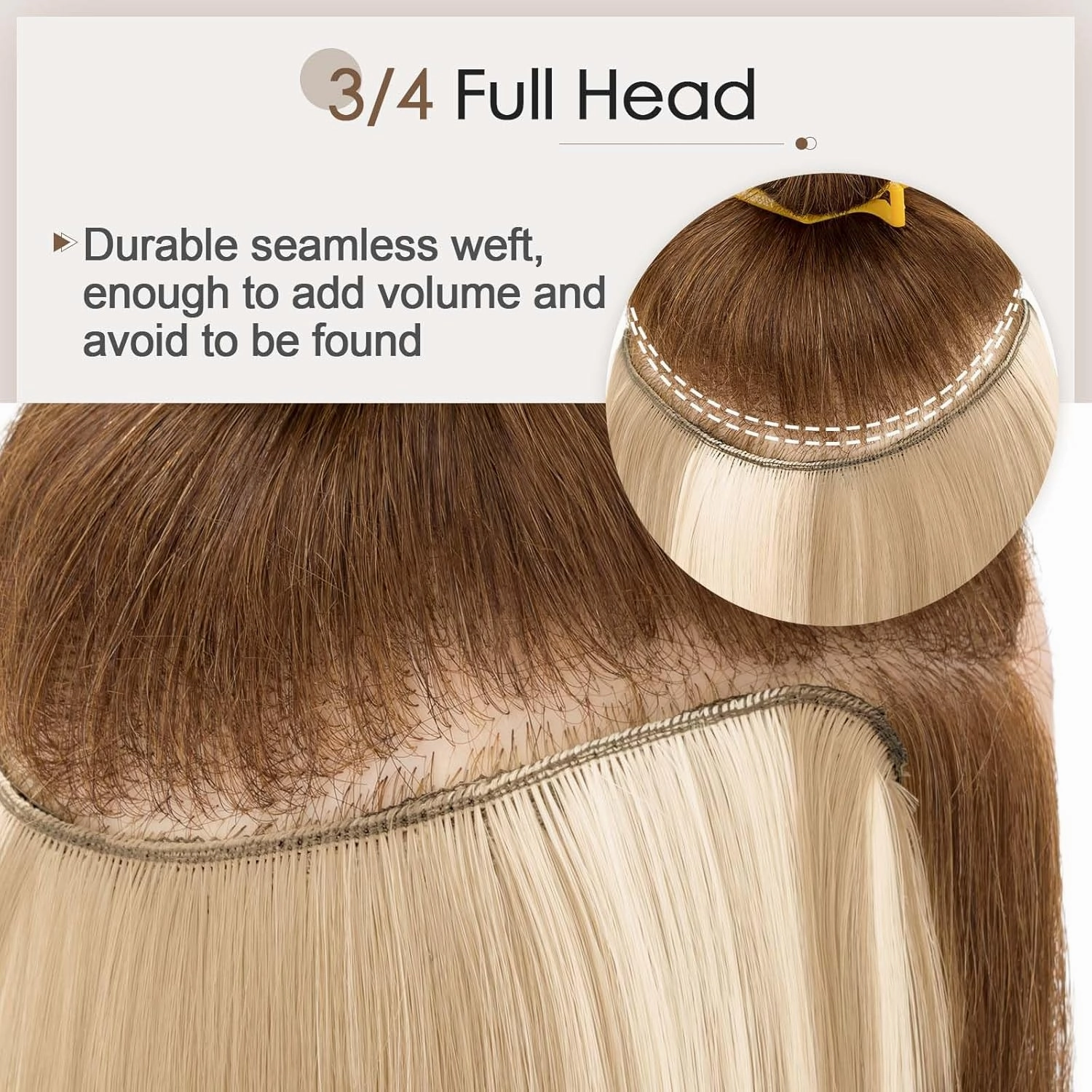S-noilite Clip in Human Hair Extensions Balayage Clip in Hair Extensons 100% Real Human Hair One Piece/5 Clips 3/4 Full Head-Thicker Standard Weft 18 Inch/90g (#18/613 Ash Brown/Bleach Blonde)