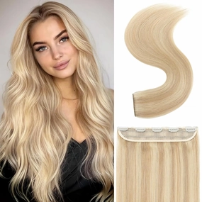 S-noilite Clip in Human Hair Extensions Balayage Clip in Hair Extensons 100% Real Human Hair One Piece/5 Clips 3/4 Full Head-Thicker Standard Weft 18 Inch/90g (#18/613 Ash Brown/Bleach Blonde)
