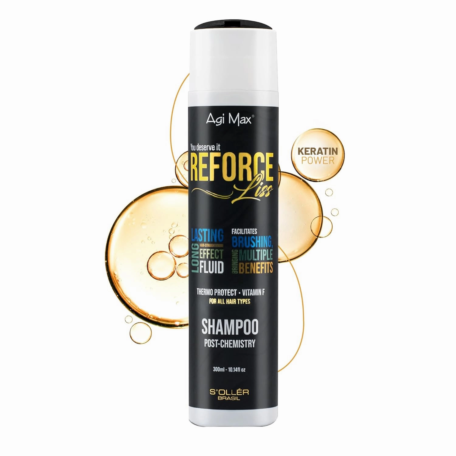 S'OLLÉR Brazilian Keratin Shampoo & Conditioner – Thermal Protection and Hair Repair – Frizz Control and Moisture Lock – Intense Hydration and Nutrition – Advanced Detangling and Sealing Properties