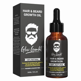 Sandalwood Beard Oil Serum for Men, 2-In-1 Beard Softener, Rosemary Hair Oil with Biotin, Jojoba Oil, Almond Oil Castor Oil With 11 Natural Oils, for Scalp Hair & Beard -1oz.