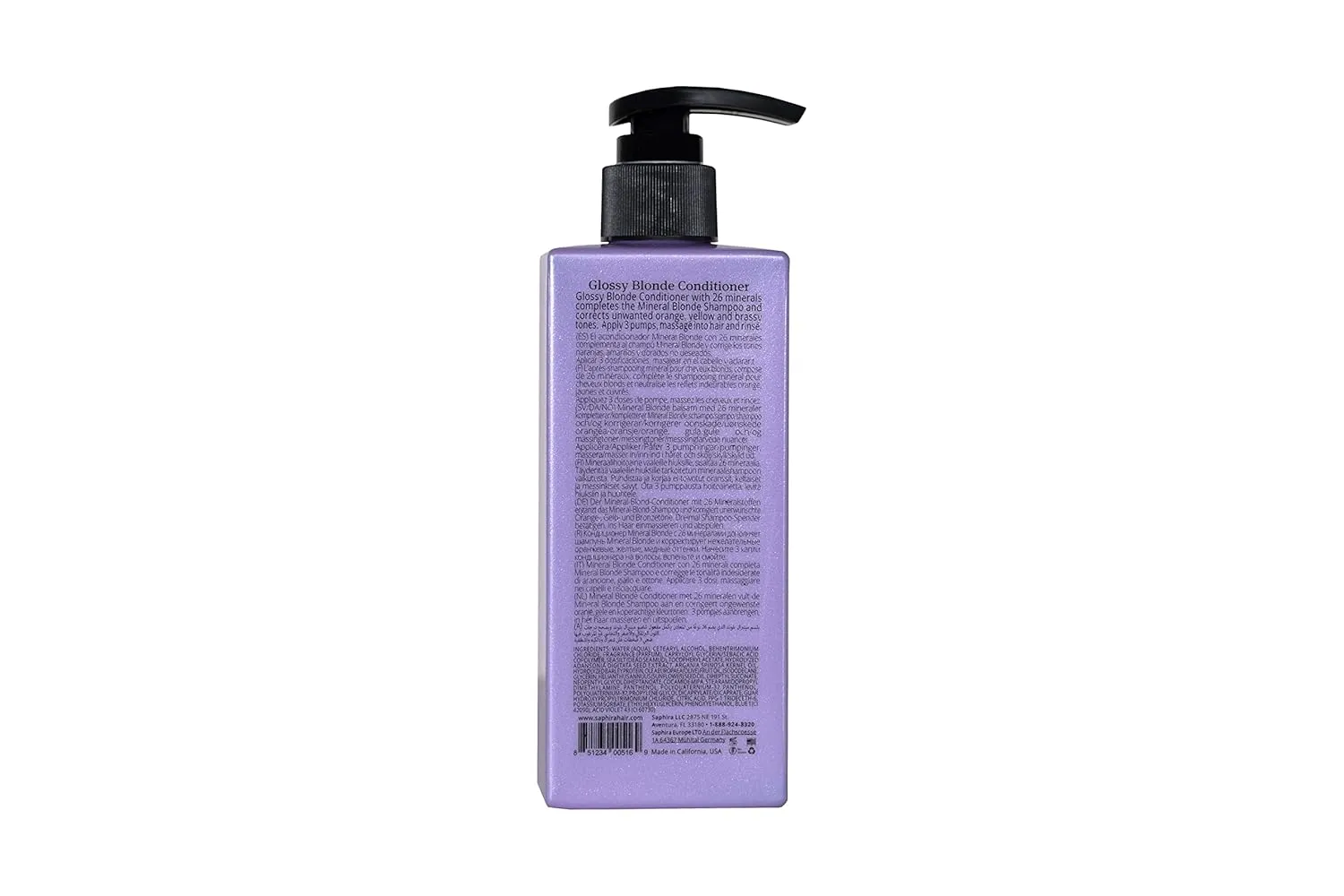 Saphira Glossy Blonde Conditioner for Natural, Bleached, and Color-Treated Blonde Hair, Sulfate-Free, Paraben-Free, Heals, Conditions, Replenishes and Hydrates Blonde Hair