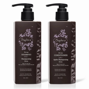 Saphira Divine Curls Shampoo & Conditioner for Curly, Wavy & Multi-Textured Hair, Sulfate-Free, Paraben-Free, Deeply Cleanses, Restores & Hydrates