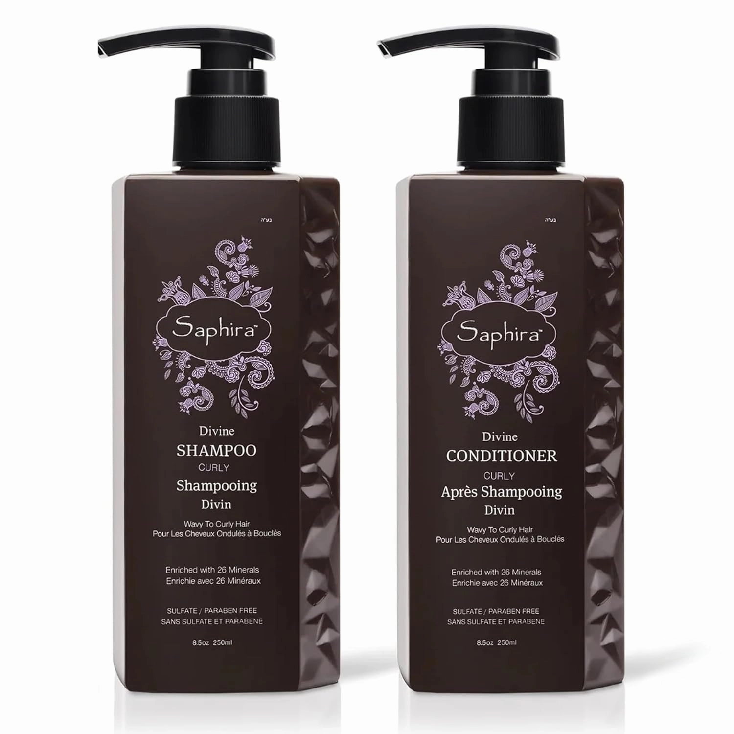 Saphira Divine Curls Shampoo & Conditioner for Curly, Wavy & Multi-Textured Hair, Sulfate-Free, Paraben-Free, Deeply Cleanses, Restores & Hydrates