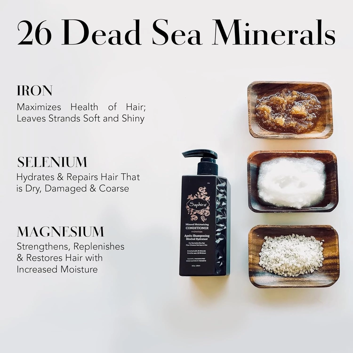 Saphira Mineral Moisturizing Conditioner, Hydrating Deep Conditioner for Dry, Damaged, Bleached and Color-Treated Hair, Sulfate-Free, Paraben-Free, Nourishes and Revitalizes Lifeless Hair