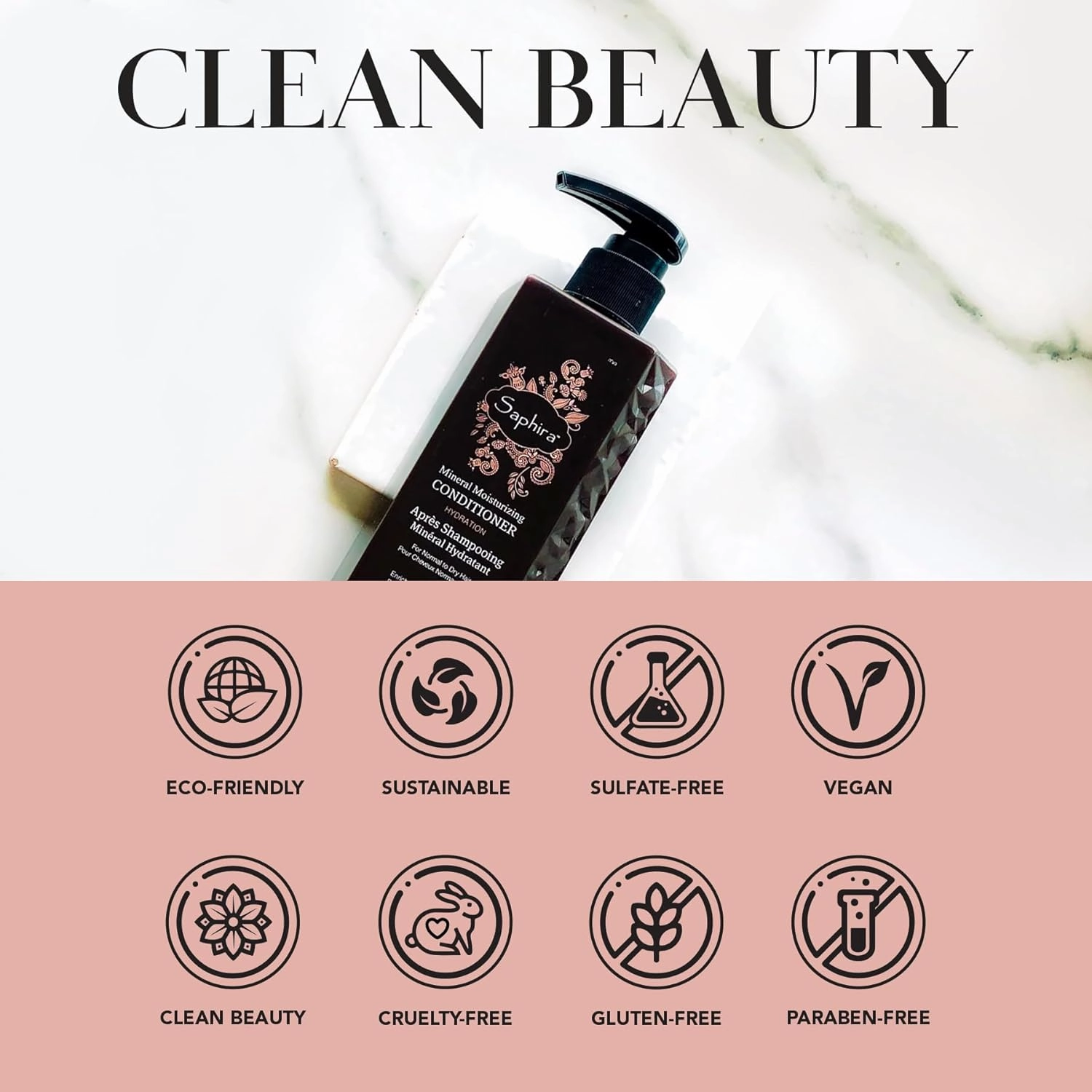Saphira Mineral Moisturizing Conditioner, Hydrating Deep Conditioner for Dry, Damaged, Bleached and Color-Treated Hair, Sulfate-Free, Paraben-Free, Nourishes and Revitalizes Lifeless Hair