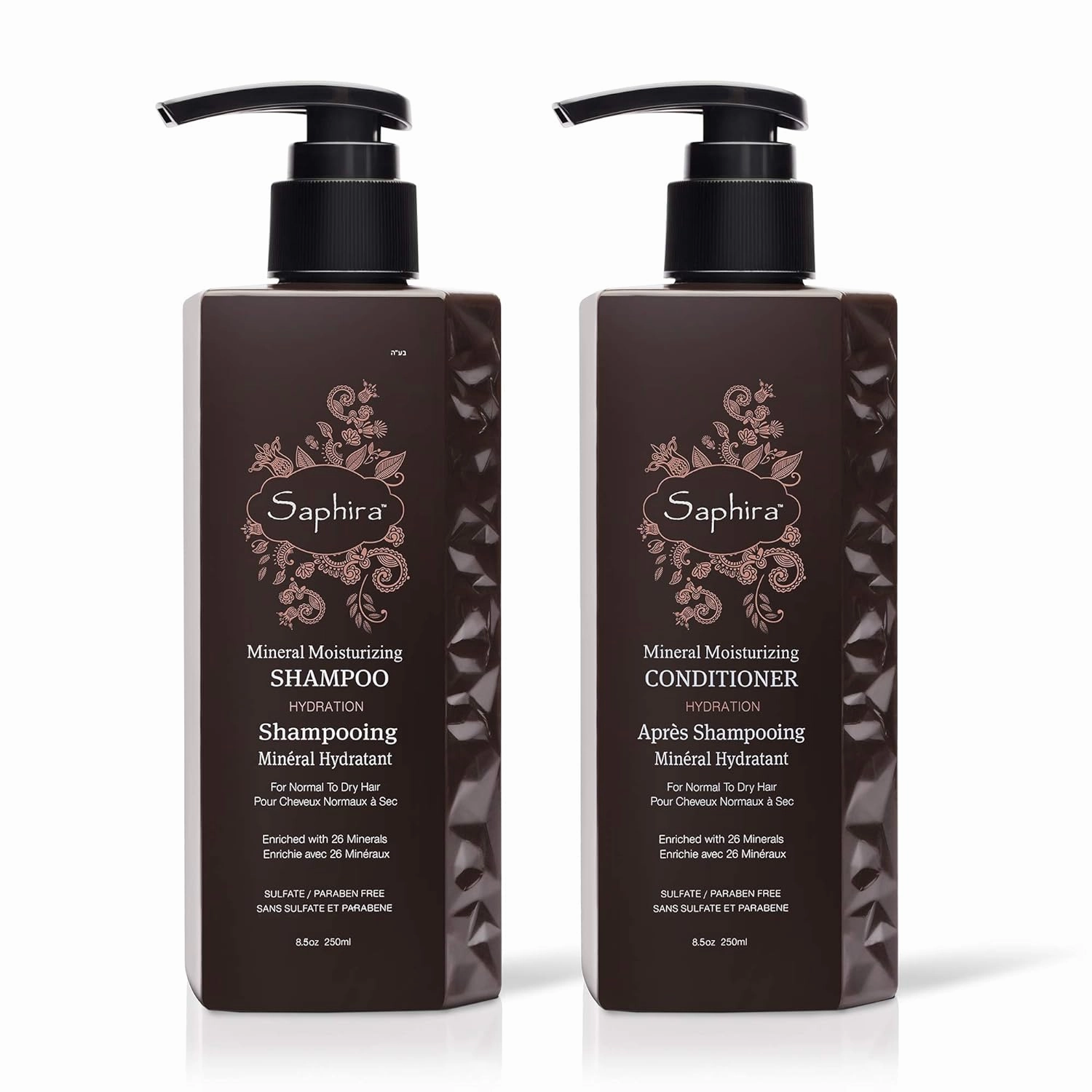 Saphira Mineral Moisturizing Shampoo and Conditioner, Hydrating for Dry, Damaged, Bleached & Color-Treated Hair, Sulfate-Free, Paraben-Free, Nourishes & Revitalizes Lifeless Hair