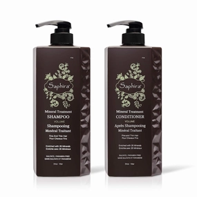 Saphira Mineral Treatment Shampoo and Conditioner for Fine, Thin and Color-Treated Hair, Sulfate-Free, Paraben-Free, Strengthens, Volumizes and Defines Weak and Fragile Hair