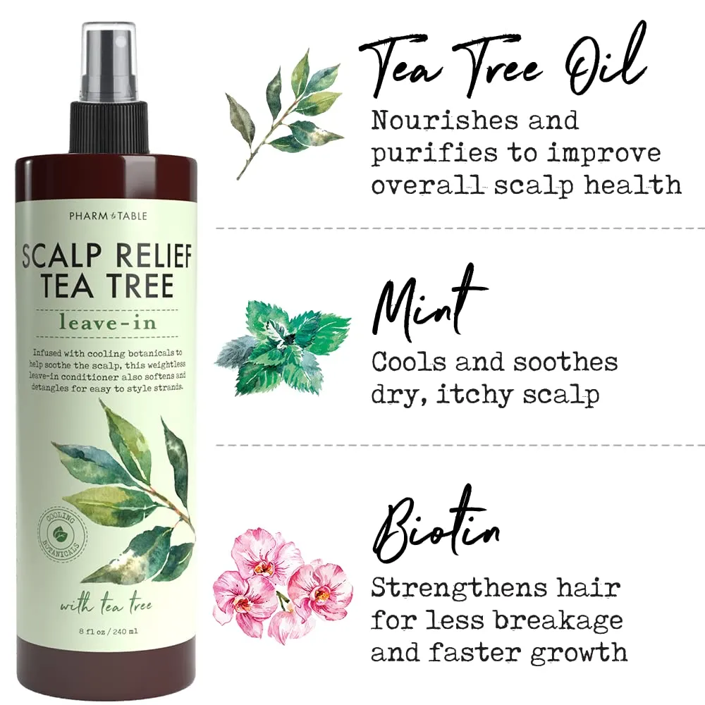 Scalp Relief Tea Tree Leave-In Conditioner, Relieve Itchy, Dry Scalp, Detangles Hair, 240ml/8 fl oz, 2-Pack