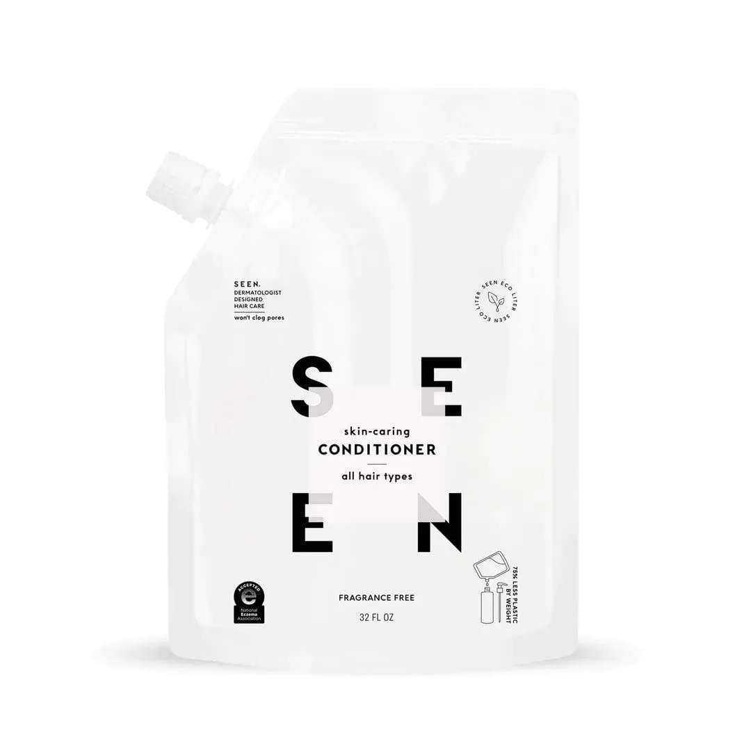 SEEN Conditioner Eco-Refill, Fragrance Free - Non-Comedogenic & Sulfate-Free Hair Conditioner- Dermatologist-Developed - Safe for Sensitive & Acne Prone Skin