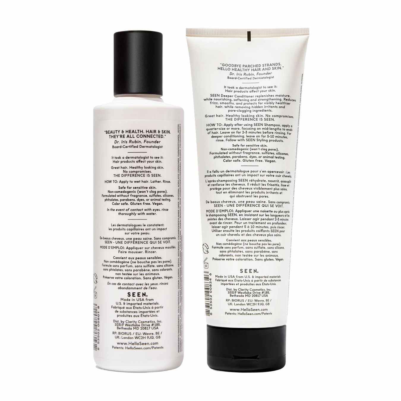 SEEN Shampoo & Deeper Conditioner Bundle, Fragrance-Free - Non-Comedogenic & Sulfate-Free Hair Care - Dermatologist-Developed, Safe for Sensitive, Eczema & Acne-Prone Skin