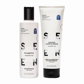 SEEN Shampoo & Deeper Conditioner Bundle, Fragrance-Free - Non-Comedogenic & Sulfate-Free Hair Care - Dermatologist-Developed, Safe for Sensitive, Eczema & Acne-Prone Skin