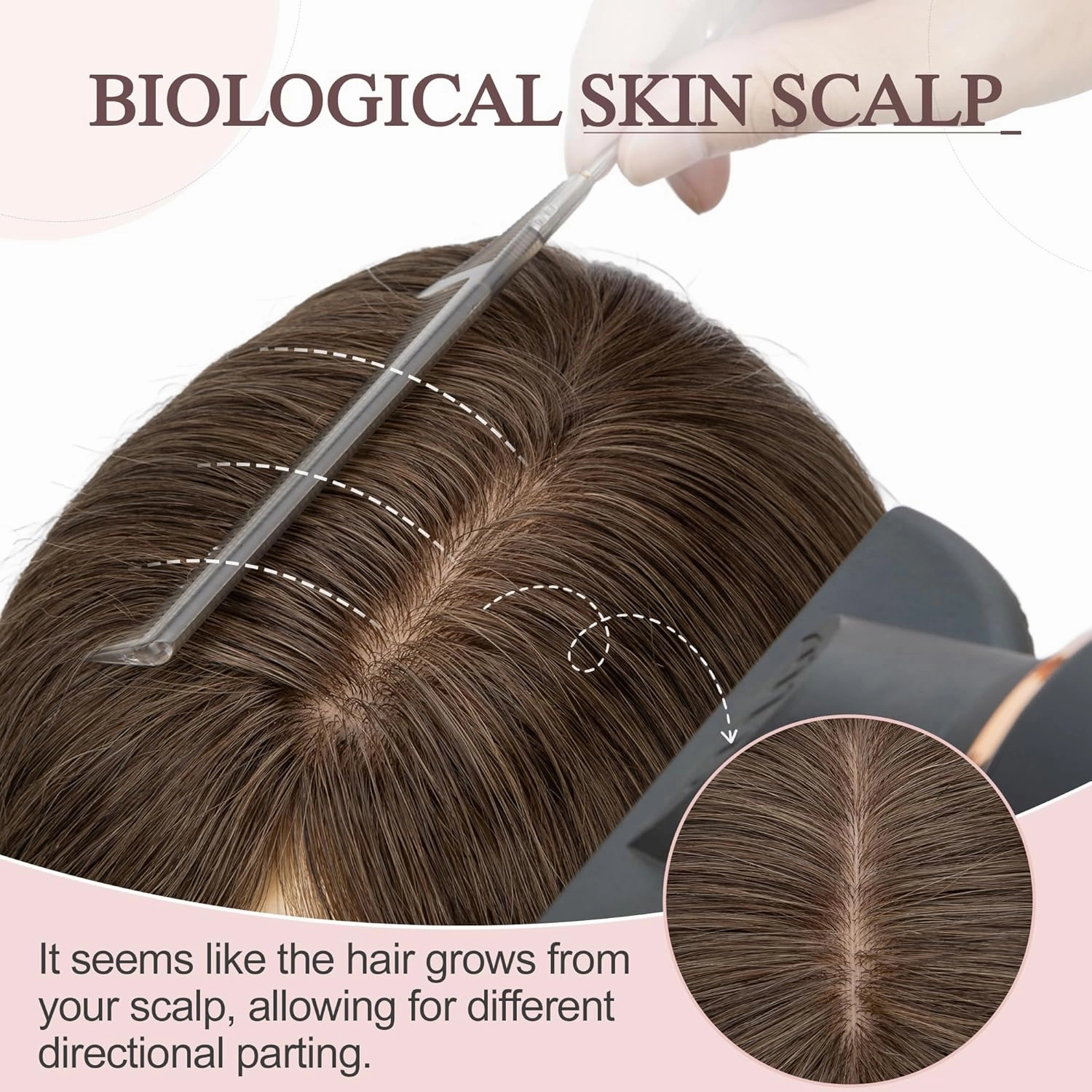 SEGO Hair Toppers for Women Real Human Hair Large Full Silk Base 9 * 14 cm Free Part No Bangs 150% Density Clip In Topper Hairpieces for Women with Thinning Hair -14 Inch #2Y Dark Smoky Brown