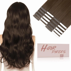SEGO Tape In Hair Extensions Human Hair Dark Smoky Brown 20 Inch New Upgrade Pro Remy Hair Longer Lifespan Double Weft Invisible Tape Ins Hair Halloween Gifts for Women Girls 50g/pack