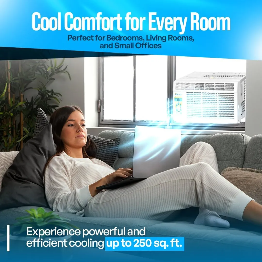 Senville 6,000 BTU Window Air Conditioner, Cools Up to 250 Sq. Ft., Easy to Use, Washable Filter