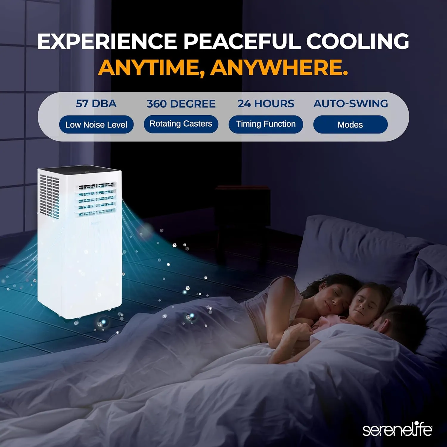 SereneLife SLPAC105W.5 Portable Air Conditioner-Compact Home A/C Cooling Unit with Built-in Dehumidifier & Fan Modes, Includes Window Mount Kit, 10,000 BTU   WiFi, White