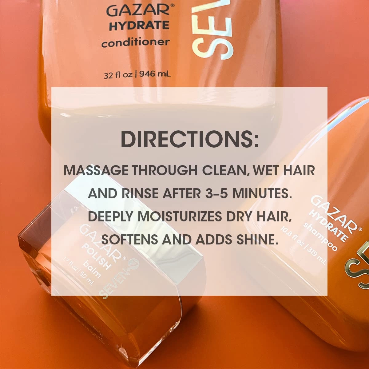 SEVEN Hair Care Gazar Hydrate Conditioner for Women & Men, Anti-Frizz, Moisturize Dry Hair, Sulfate   Paraben Free, Cruelty Free with Argan Oil, Jojoba & Biotin, Made in USA