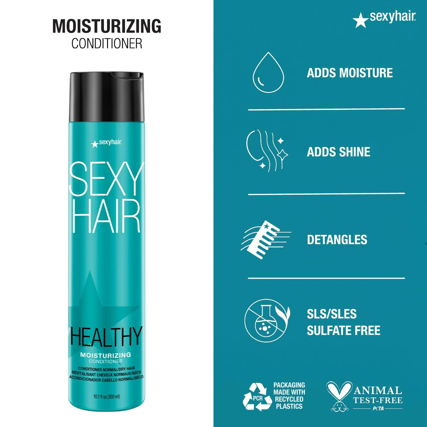 SexyHair Healthy Moisturizing Shampoo/Conditioner | Moisture, Slip, Detangling, and Shine | SLS and SLES Sulfate Free