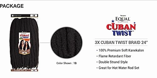 SHAKE-N-GO FREETRESS EQUAL Double Strand Style 3X Cuban Twist 24" (Pack of 3, 1B)