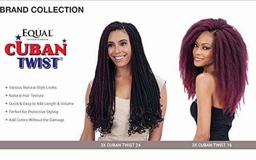 SHAKE-N-GO FREETRESS EQUAL Double Strand Style 3X Cuban Twist 24" (Pack of 3, 1B)