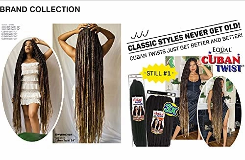SHAKE-N-GO FREETRESS EQUAL Double Strand Style 3X Cuban Twist 24" (Pack of 3, 1B)