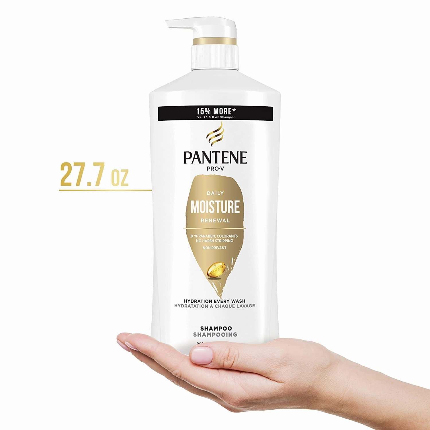 Shampoo & Conditioner Set, Daily Moisture Renewal with Pro-V Nutrients for Dry, Color-Treated Hair, Long-Lasting Hydration & Nourishment, 27.7 Fl Oz Each, 2-Pack   Miracle Rescue Shot (0.5 Oz)